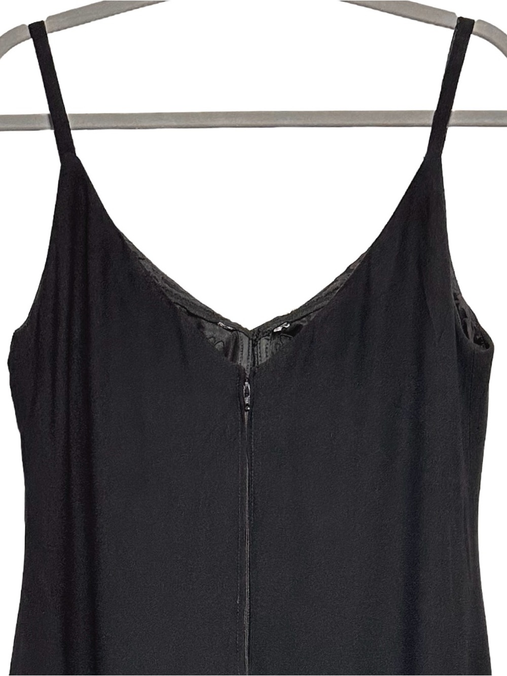 Custom Made Black Slip Maxi Dress Built In Bra Goth Minimalist - Picture 4 of 8